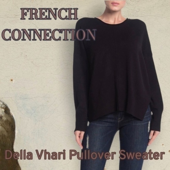 FRENCH CONNECTION Della Vhari Drop Shoulder, Seam Detail Pullover Sweater NWT/MD - Picture 1 of 12
